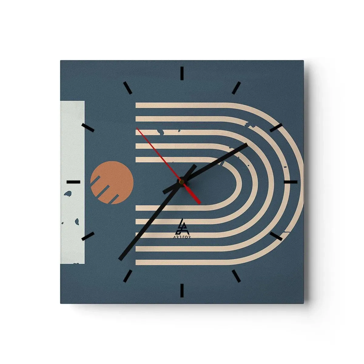 Zegar ścienny - Geometria na granacie - 40x40 cm