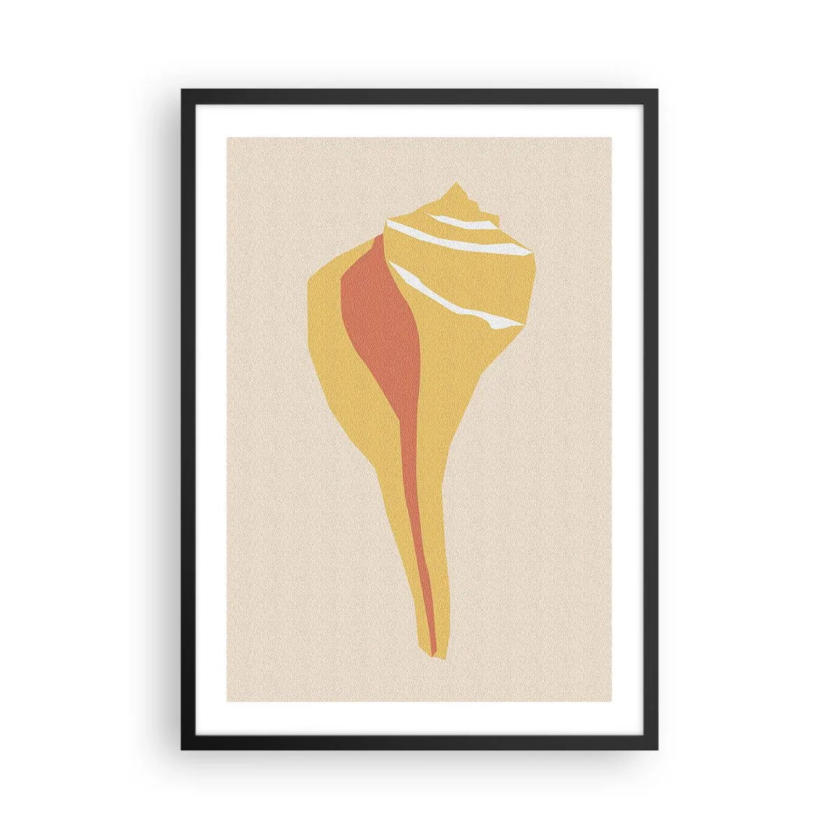 Plakat w czarnej ramie - Minimalistyczna grafika muszli w ciepłych barwach - 50x70cm - Abstrakcja organiczna – wzrost - Nowoczesna dekoracja ścienna do salonu i sypialni ARTTOR