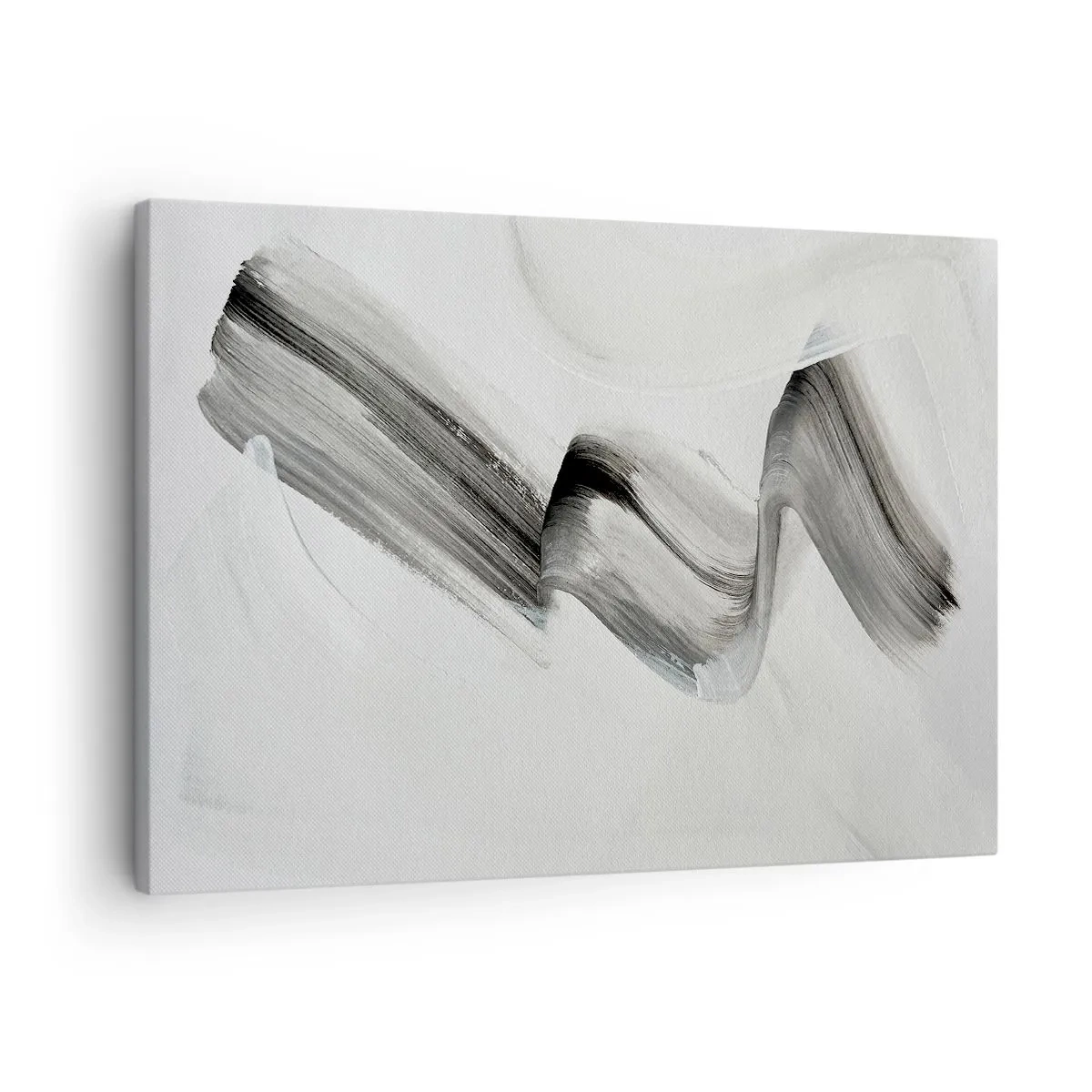 Obraz na płótnie - Abstrakcyjny czarno-biały pociągnięcie pędzla na jasnym tle - 70x50cm - Od niechcenia dla zabawy - Nowoczesna dekoracja ścienna do salonu i sypialni ARTTOR