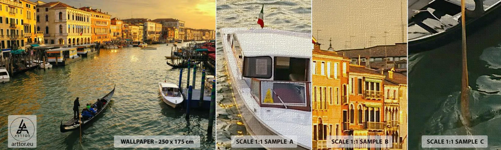 Fototapeta Próbka Premium Canvas - Po słonecznej stronie ulicy - Miasto, Wenecja, Włochy - 100x30 cm