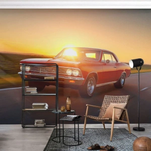 Fototapeta Standard Eco - Pożądanie ma kolor czerwony - Samochód, Podróż, Vintage - 300x210 cm