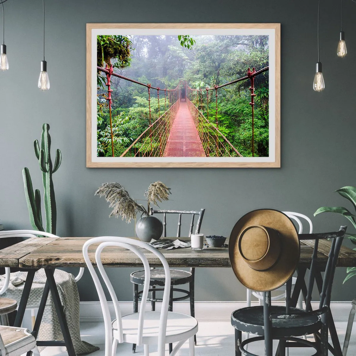 Plakat w ramie jasny dąb - Zawieszony nad koronami - 70x50 cm