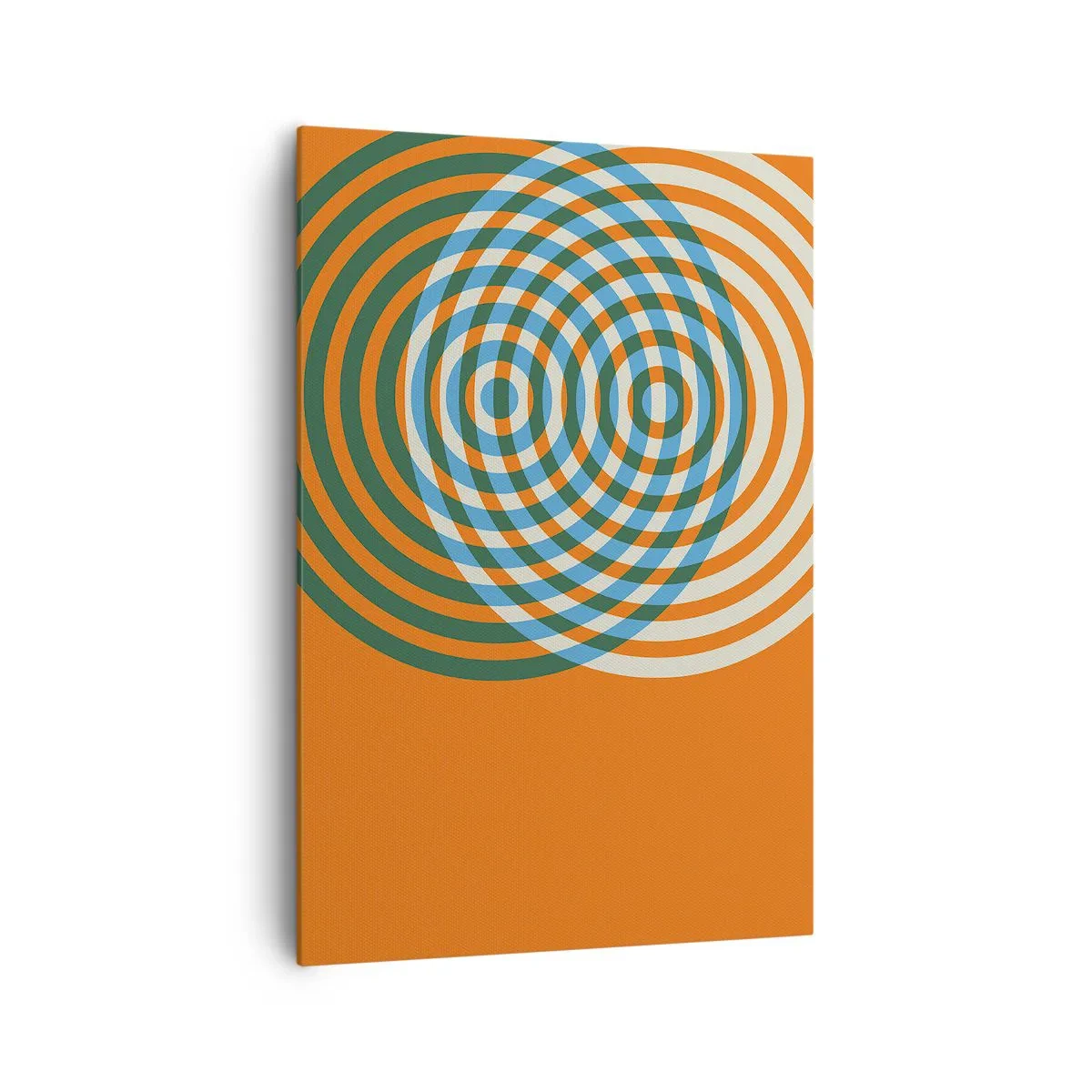 Obraz na płótnie - Koncentryczne okręgi na pomarańczowym tle - 70x100cm - Abstrakcyjna wariacja kolista - Nowoczesna dekoracja ścienna do salonu i sypialni ARTTOR