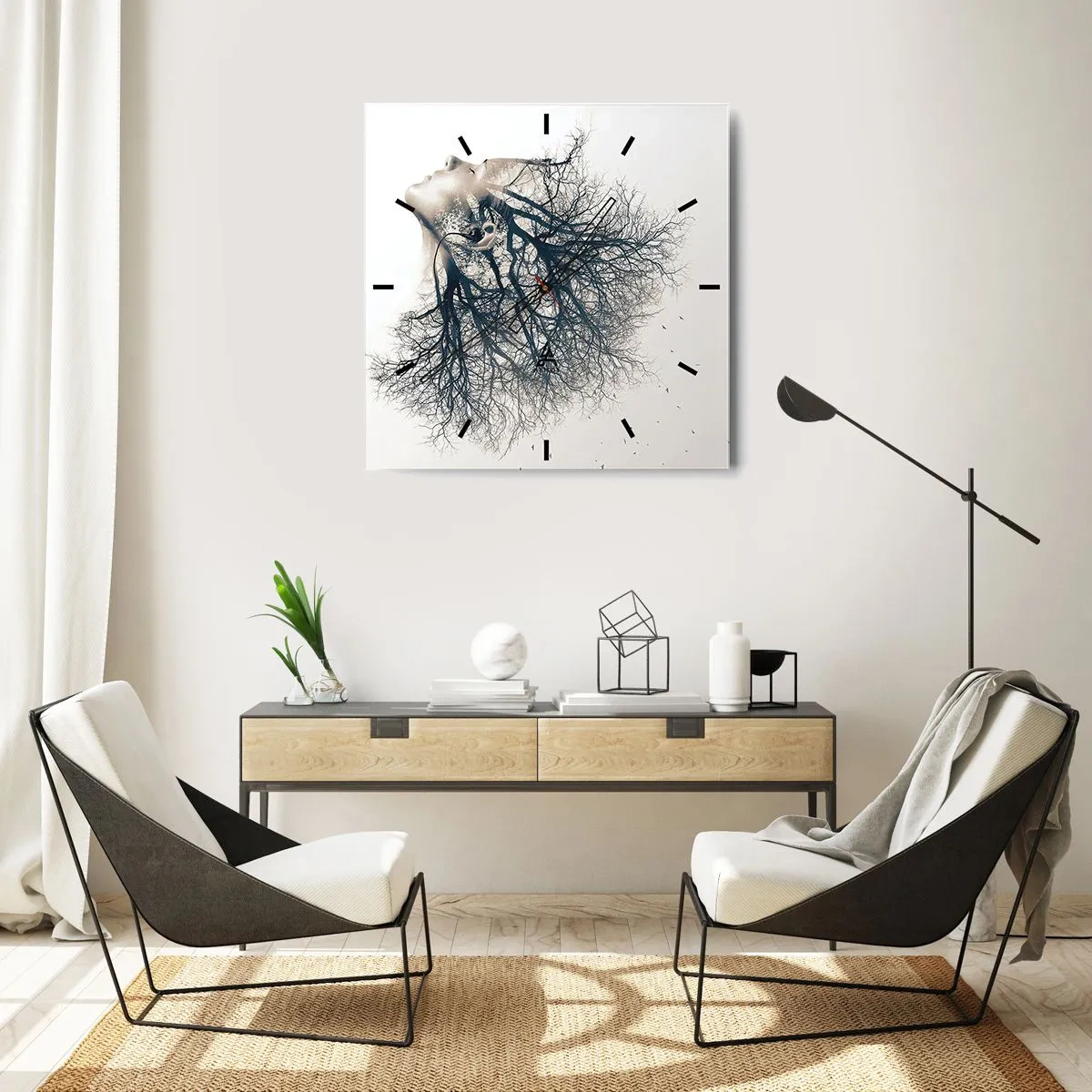 Zegar ścienny - Zasłuchana w szept drzewa - 40x40 cm