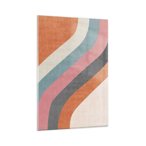 Obraz na szkle - Kolorowe pasy w stylu retro - 80x120cm - Kompozycja diagonalna – ruch - Nowoczesna dekoracja ścienna do salonu i sypialni ARTTOR