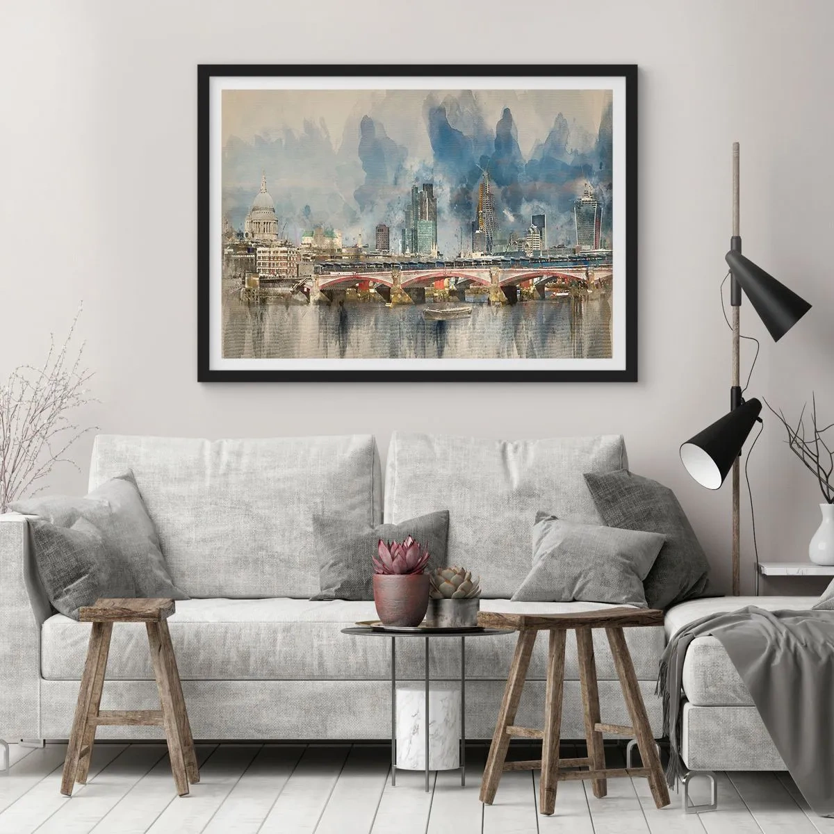 Plakat w czarnej ramie - Londyn w całej okazałości - 50x40 cm