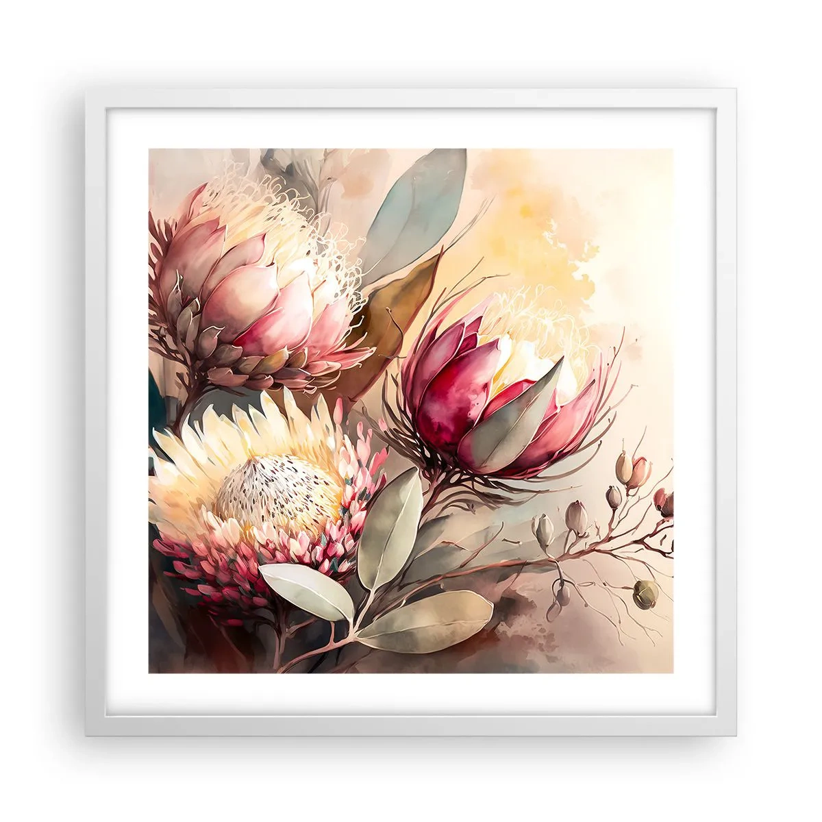 Plakat w białej ramie - Z profilu i en face - 50x50 cm