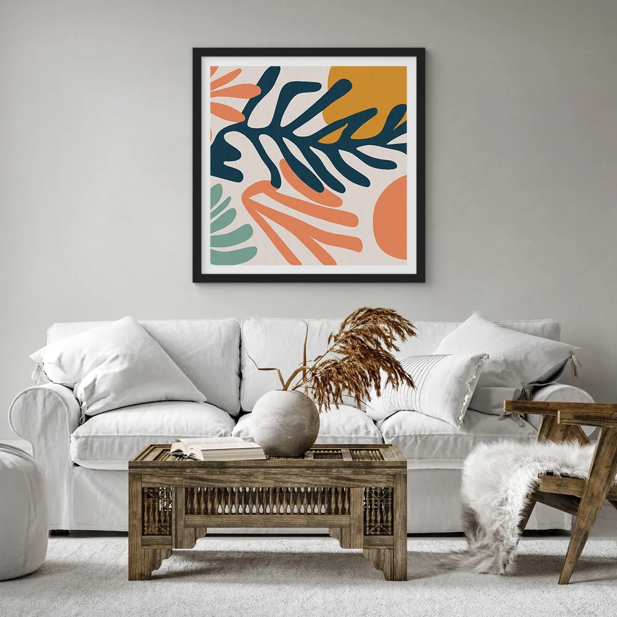 Plakat w czarnej ramie - Koralowe morza - 30x30 cm