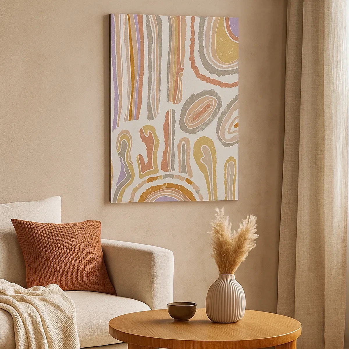 Obraz na płótnie - Abstrakcyjny wzór inspirowany naturalnymi przekrojami kamieni i minerałów - 50x70cm - Barwne przekroje - Nowoczesna dekoracja ścienna do salonu, kuchni i sypialni ARTTOR