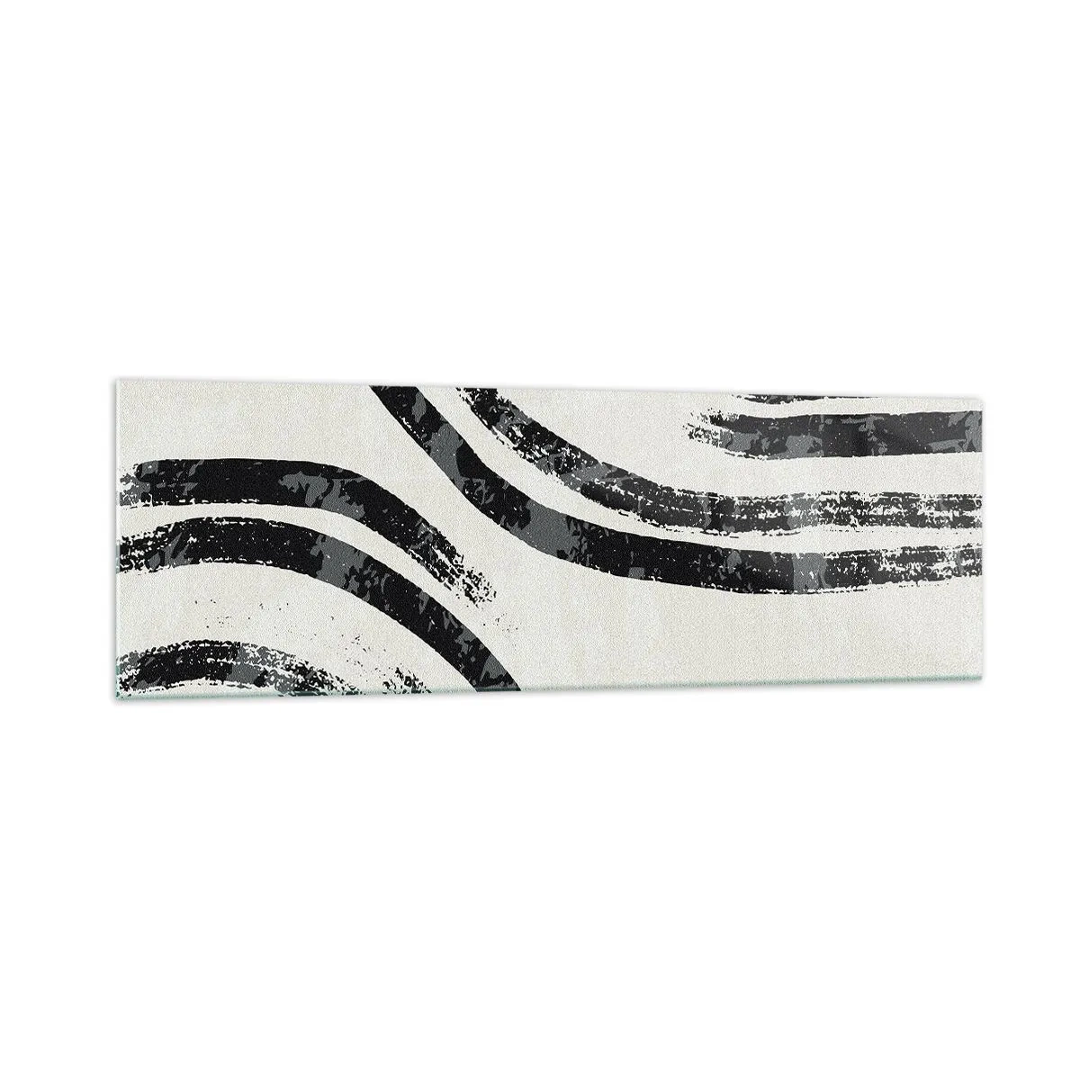 Obraz na szkle - Czarno-białe abstrakcyjne linie na jasnym tle - 160x50cm - W pół zatrzymany - Nowoczesna dekoracja ścienna do salonu i sypialni ARTTOR