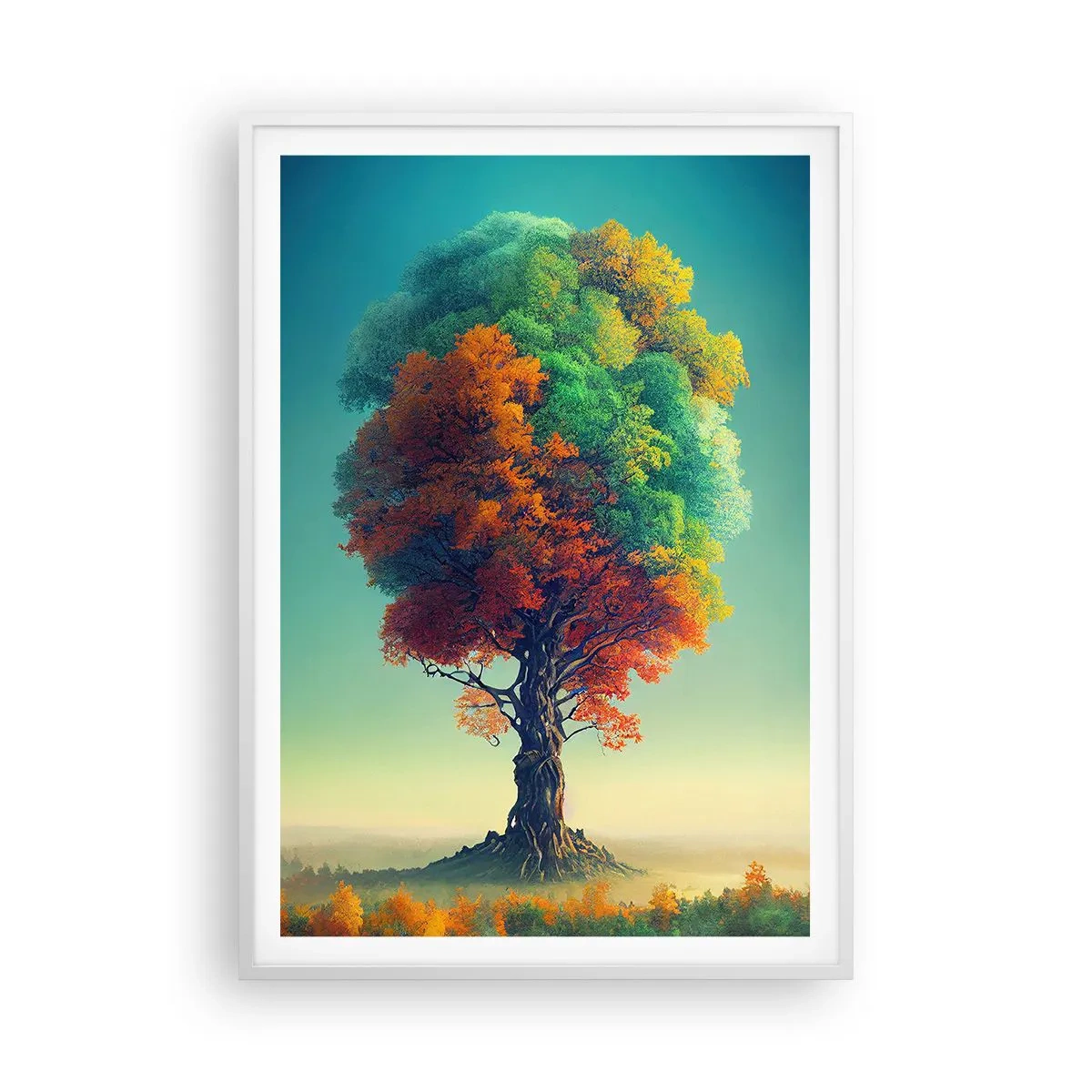 Plakat w białej ramie - Dąb – ojciec natury - 70x100 cm