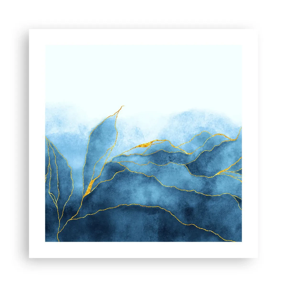 Plakat - Błękit w złocie - 50x50 cm