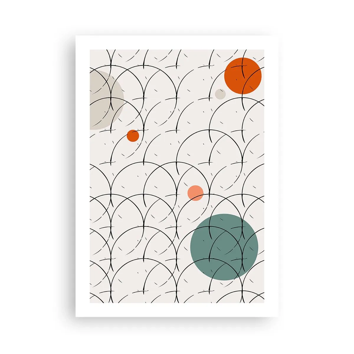 Plakat - Nowoczesna abstrakcja geometryczna z kolorowymi akcentami - 50x70cm - W pop-artowym duchu - Nowoczesna dekoracja ścienna do salonu, kuchni i sypialni ARTTOR