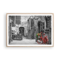 Poszter világos tölgy keretben - Toszkán sikátor - 100x70 cm