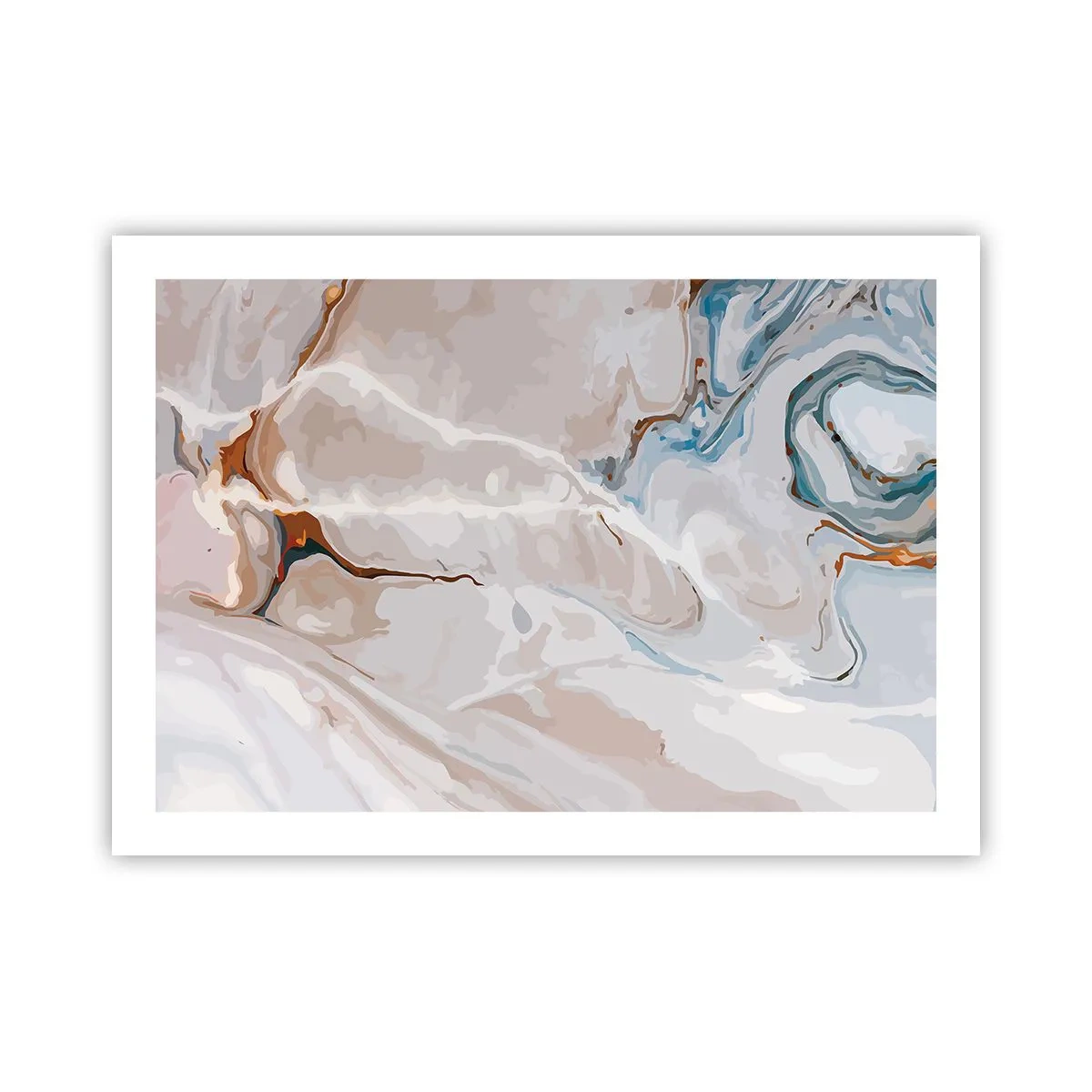 Plakat - Błękitne meandry pod bielą - 70x50 cm