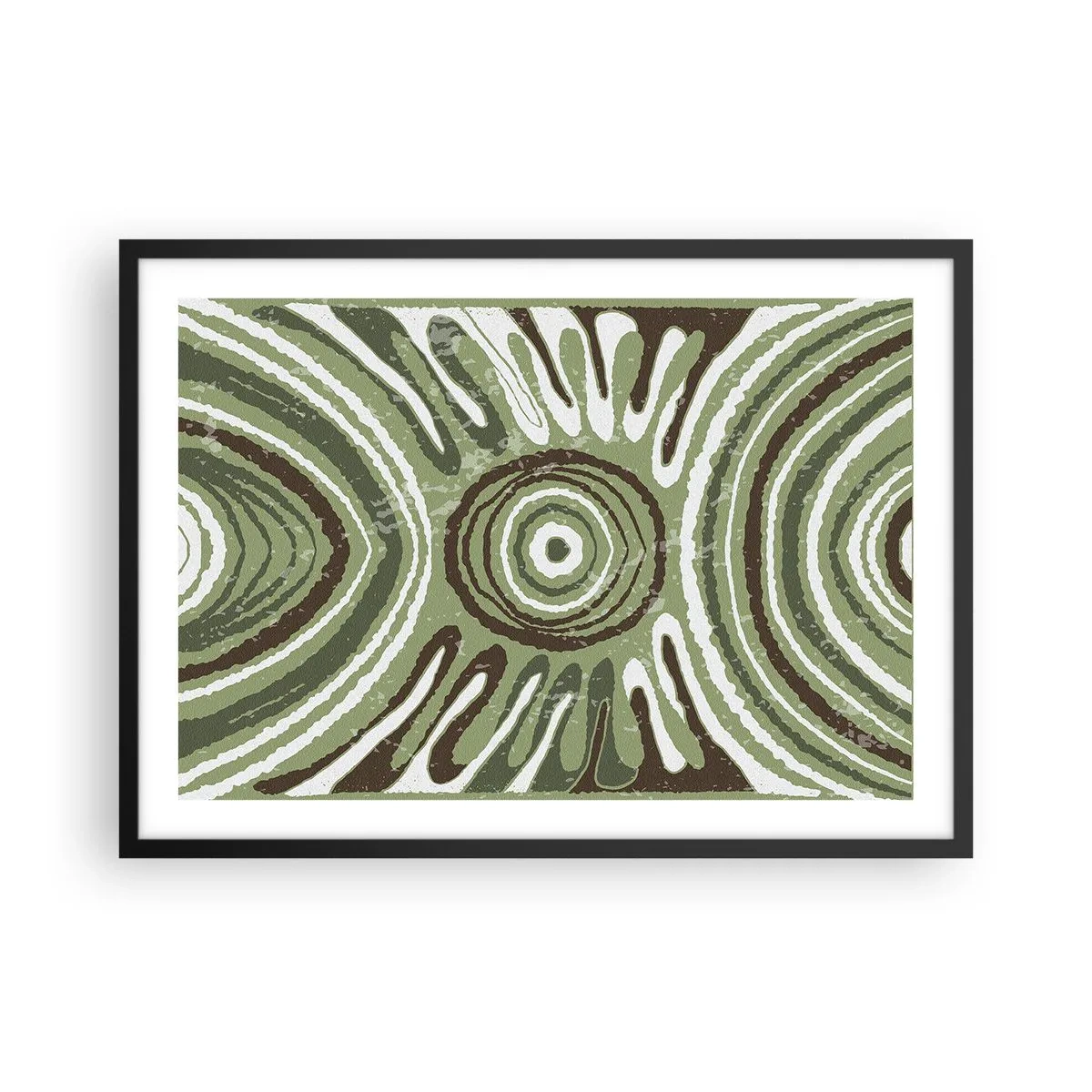 Plakat w czarnej ramie - Abstrakcyjne wzory w odcieniach zieleni i brązu - 70x50cm - Eksplozja emocji - Nowoczesna dekoracja ścienna do salonu i sypialni ARTTOR