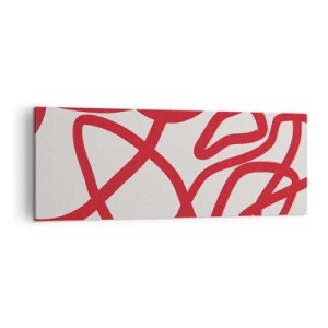 Obraz na płótnie - Czerwone abstrakcyjne linie na białym tle - 140x50cm - Czerwono na białym - Nowoczesna dekoracja ścienna do salonu i sypialni ARTTOR