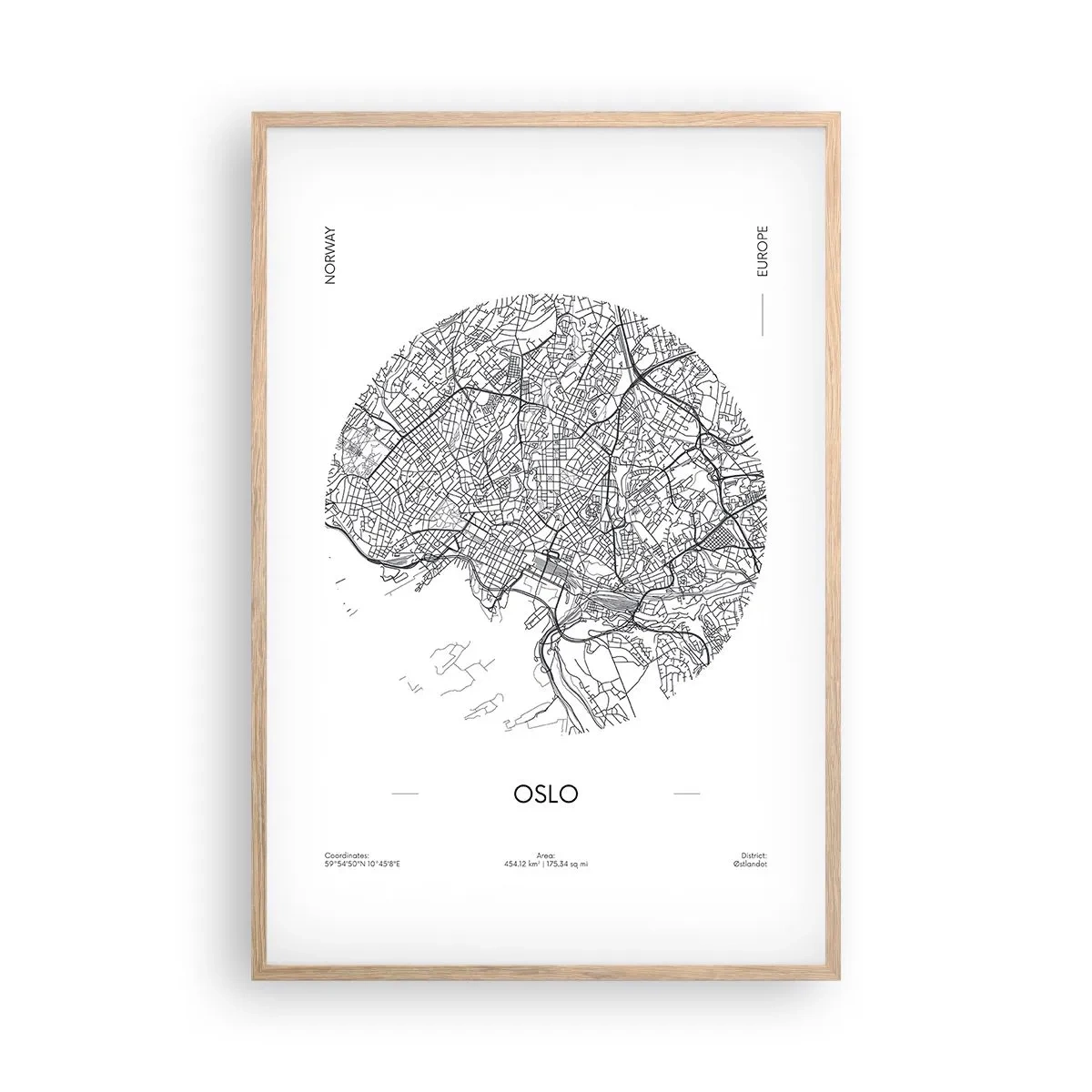Plakat w ramie jasny dąb - Anatomia Oslo - 61x91 cm