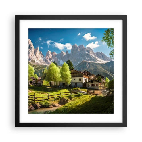 Plakat w czarnej ramie - Alpejska sielanka - 40x40 cm