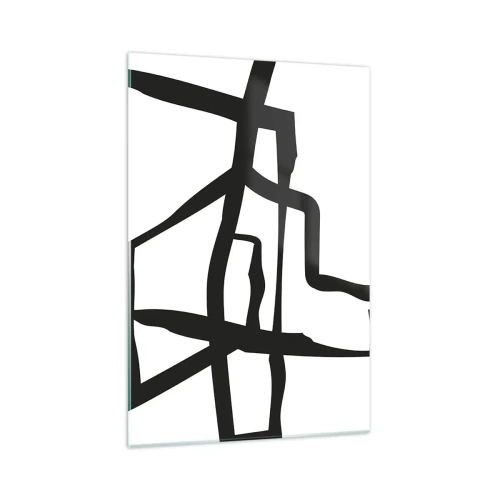 Obraz na szkle - Minimalistyczny czarno-biały wzór z geometrycznymi liniami - 70x100cm - Czarno-biała konstrukcja - Nowoczesna dekoracja ścienna do salonu i sypialni ARTTOR