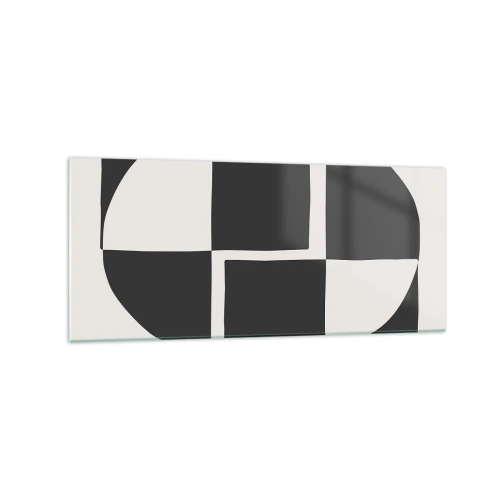 Obraz na szkle - Abstrakcyjne kształty geometryczne w czerni i bieli - 120x50cm - Antyteza – synteza - Nowoczesna dekoracja ścienna do salonu i sypialni ARTTOR