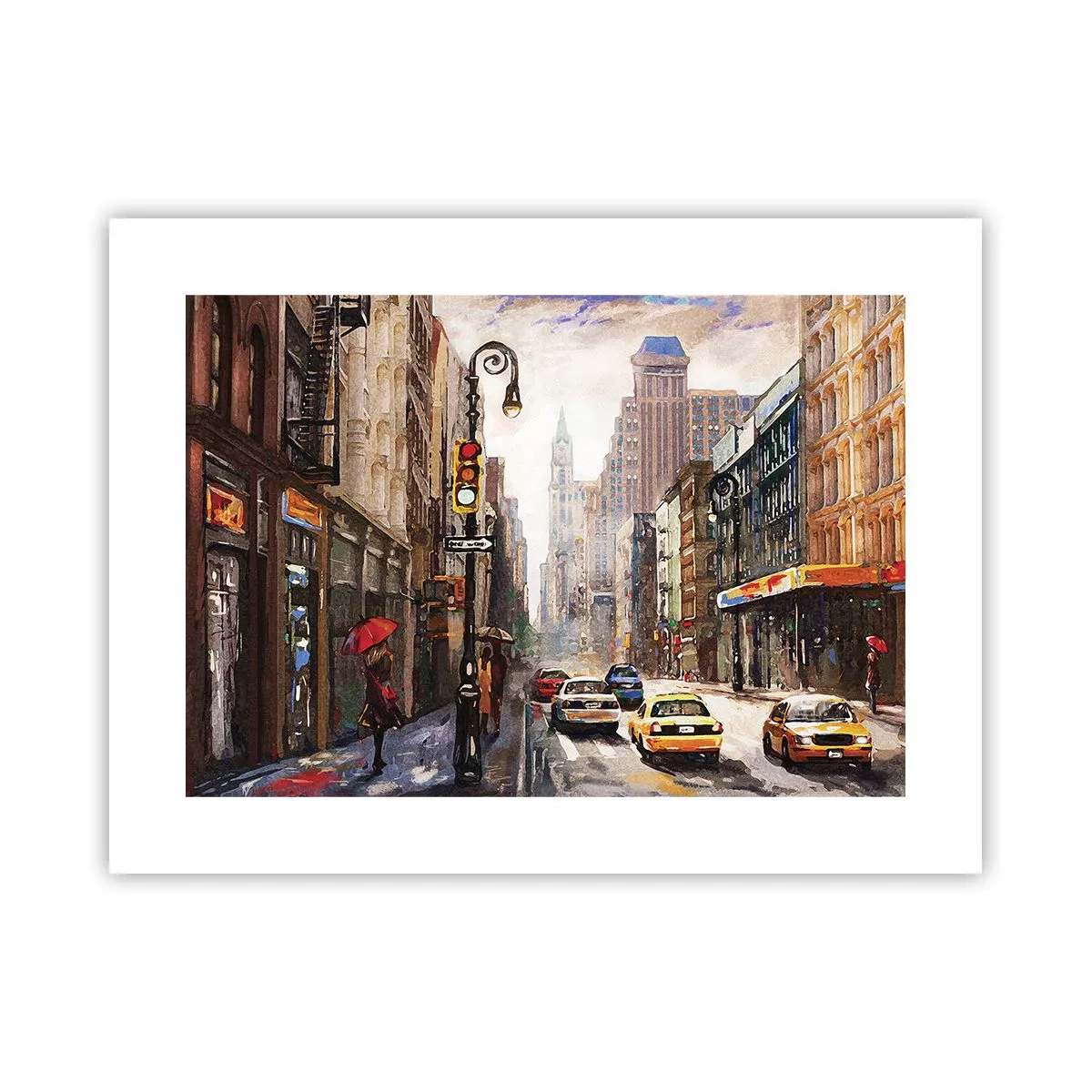 Plakat - Nowy Jork – w deszczu tez kolorowy - 40x30 cm
