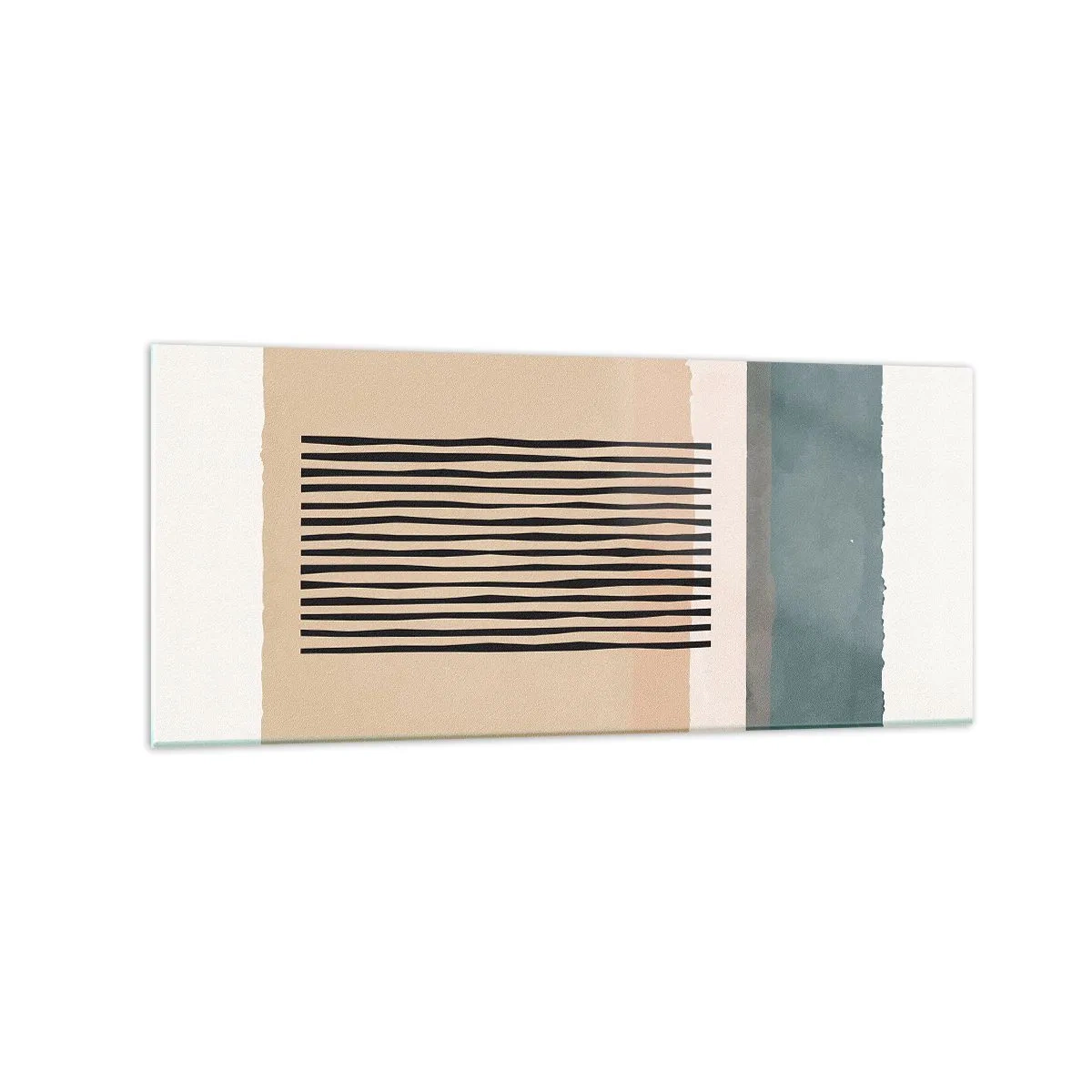 Obraz na szkle - Minimalistyczne formy geometryczne w beżowych i zielonych odcieniach - 120x50cm - Wszystko w porządku - Nowoczesna dekoracja ścienna do salonu i sypialni ARTTOR