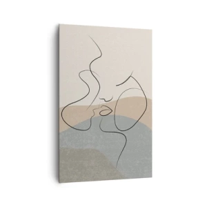 Obraz na płótnie - Minimalistyczna abstrakcja przedstawiająca twarz narysowaną jedną linią - 80x120cm - Jak muśnięcie pędzlem - Nowoczesna dekoracja ścienna do salonu i sypialni ARTTOR