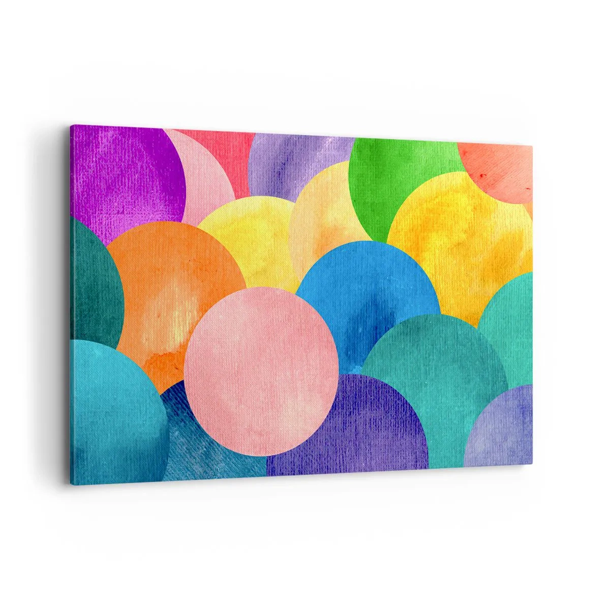 Obraz na płótnie - Kolorowe koła w stylu akwareli - 120x80cm - Pierwotna pełnia życia - Nowoczesna dekoracja ścienna do salonu, kuchni i sypialni ARTTOR