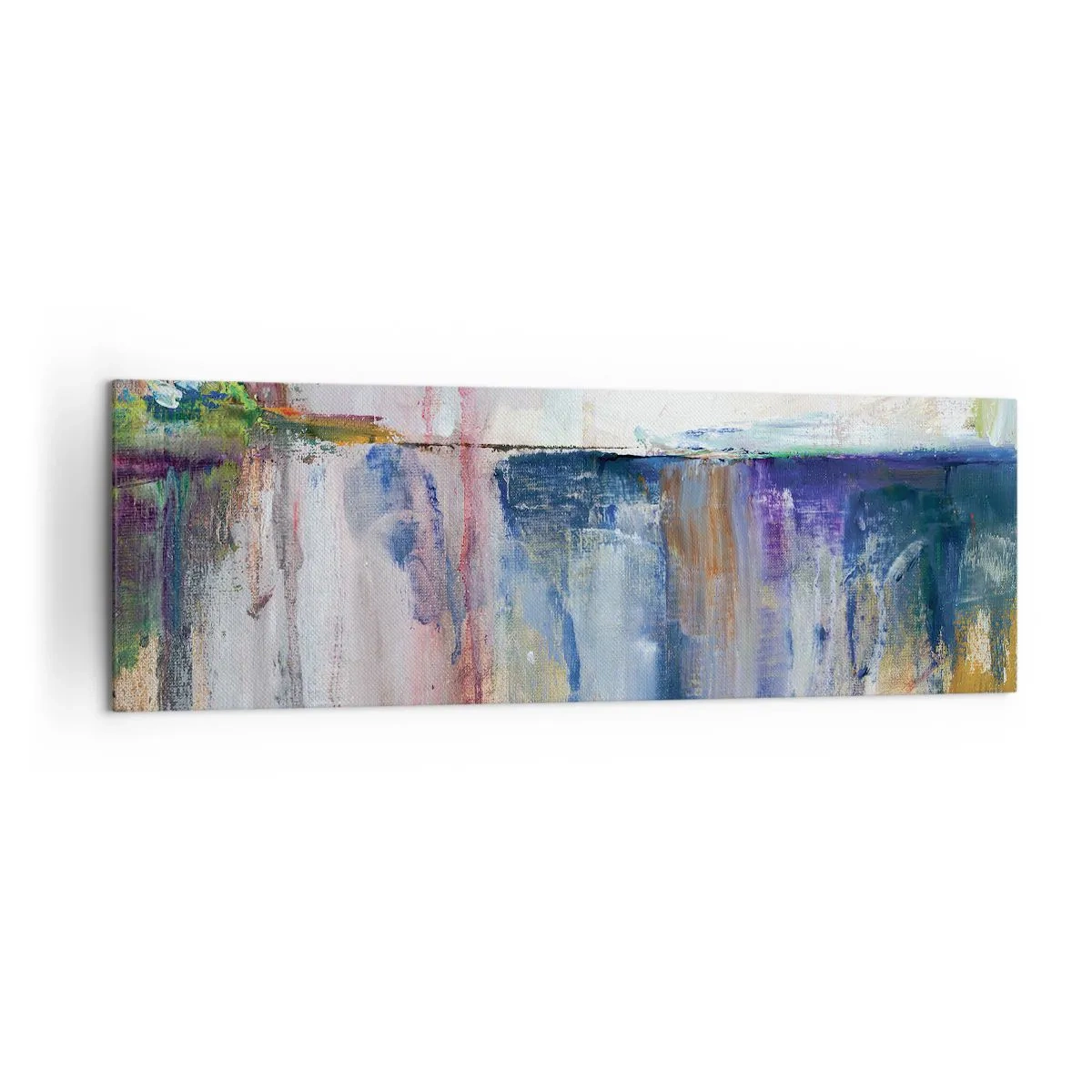 Obraz na płótnie - Abstrakcyjna kompozycja barw z efektem odbicia na płótnie - 160x50cm - Barwne wrażenia i skojarzenia - Nowoczesna dekoracja ścienna do salonu i sypialni ARTTOR