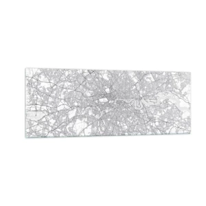 Obraz na szkle - Minimalistyczna mapa miasta w odcieniach szarości - 140x50cm - Mapa londyńskiego labiryntu - Nowoczesna dekoracja ścienna do salonu i sypialni ARTTOR