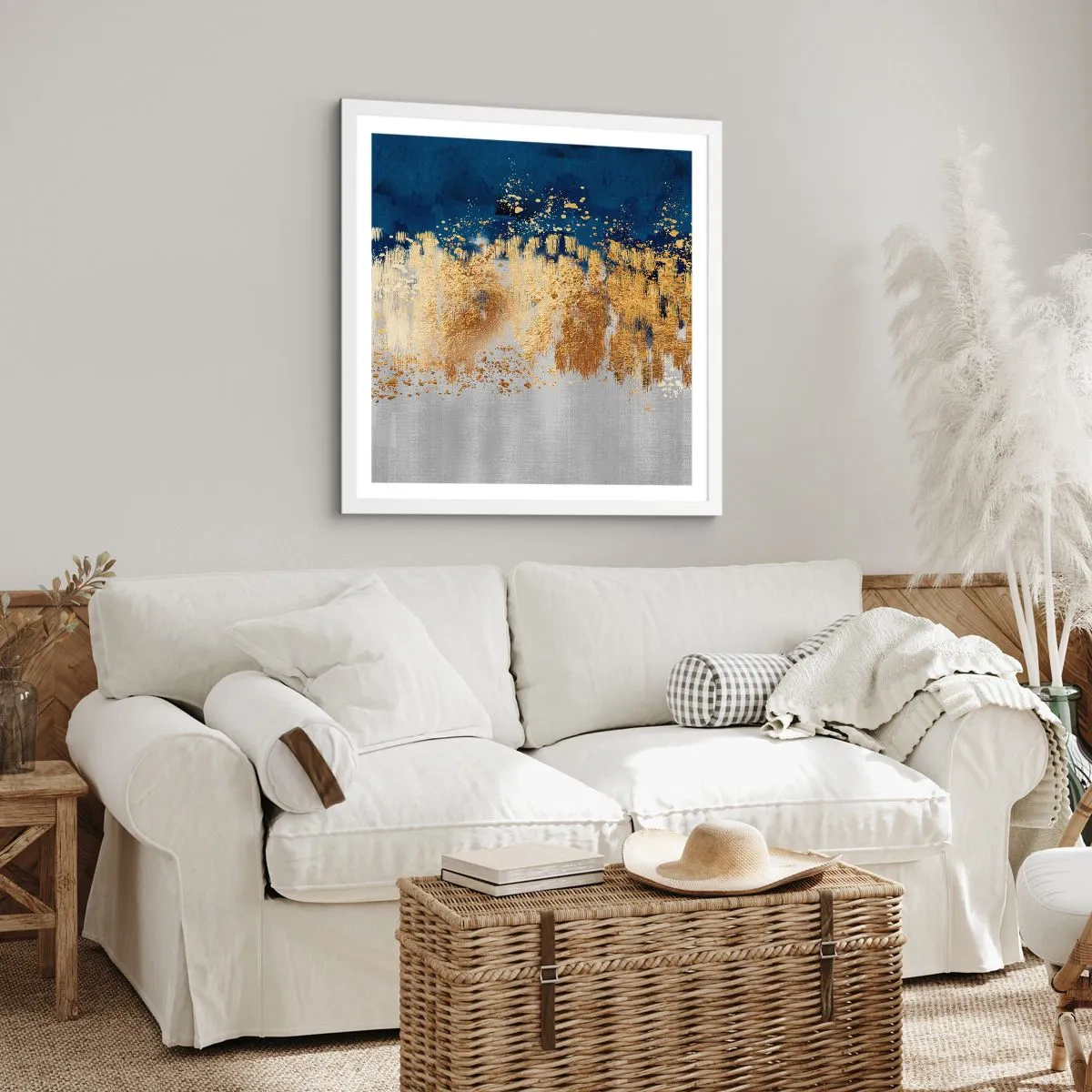 Plakat w białej ramie - Nowoczesna kompozycja z błyskiem - 60x60 cm