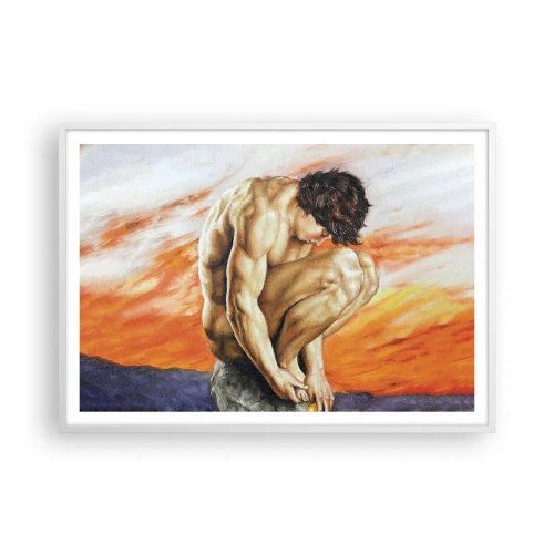 Plakat w białej ramie - Zatopiony w sobie - 100x70 cm