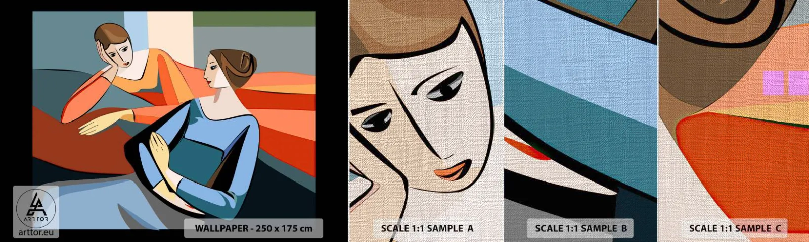 Fototapeta Próbka Premium Canvas - Chwila zwierzeń - Kubizm, Portret, Kobiety - 100x30 cm