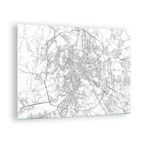 Obraz na szkle - Mapa Rzymu z wyraźnym okrężnym układem dróg - 70x50cm - Rzymski krąg - Nowoczesna dekoracja ścienna do salonu i sypialni ARTTOR