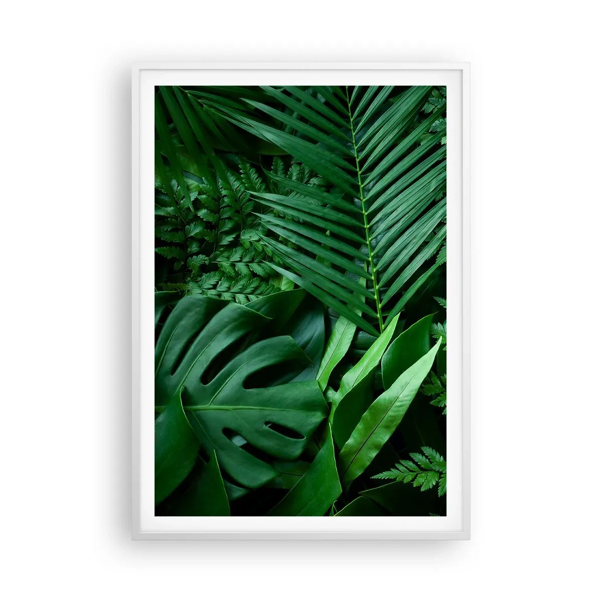Plakat w białej ramie - Utulone w zieleni - 70x100 cm