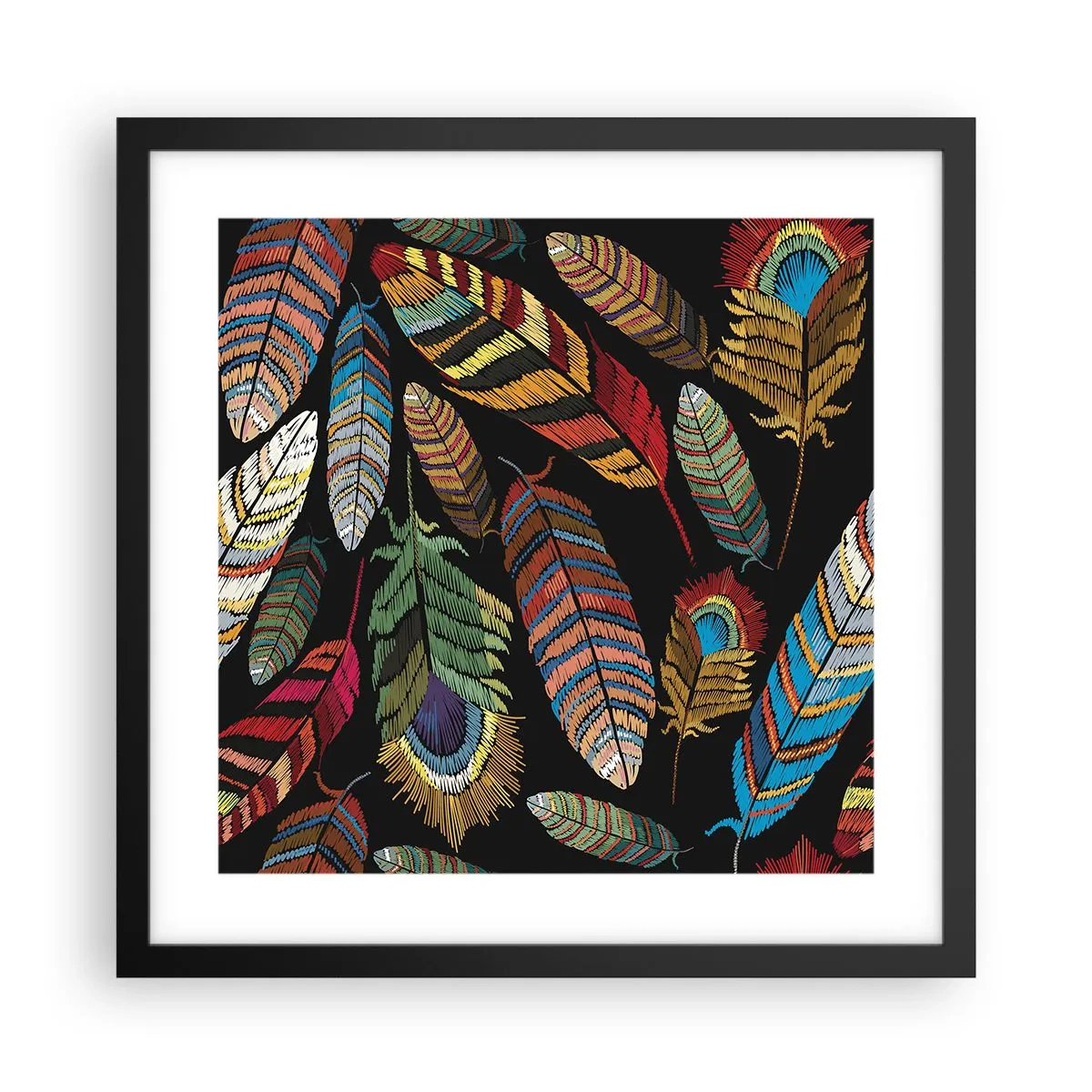 Plakat w czarnej ramie - Ptasi karnawał - 40x40 cm