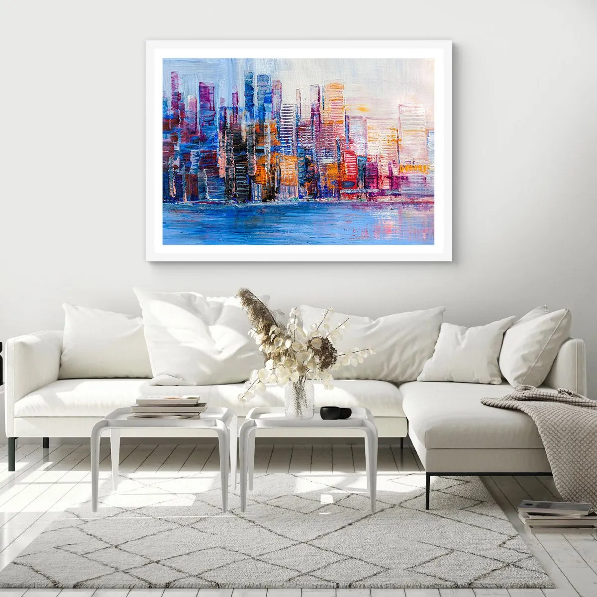 Plakat w białej ramie - Radosna metropolia - 70x50 cm