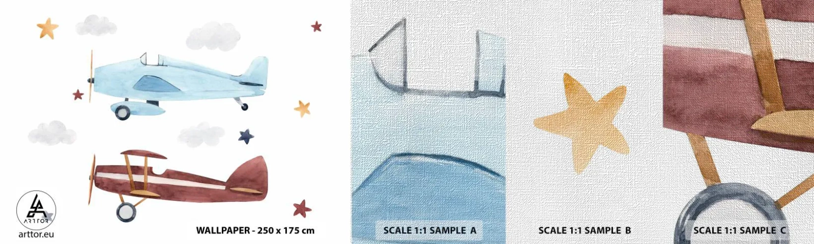 Fototapeta Próbka Premium Canvas - Panie pilocie, czekamy! - Samoloty, Retro, Dziecięce - 100x30 cm