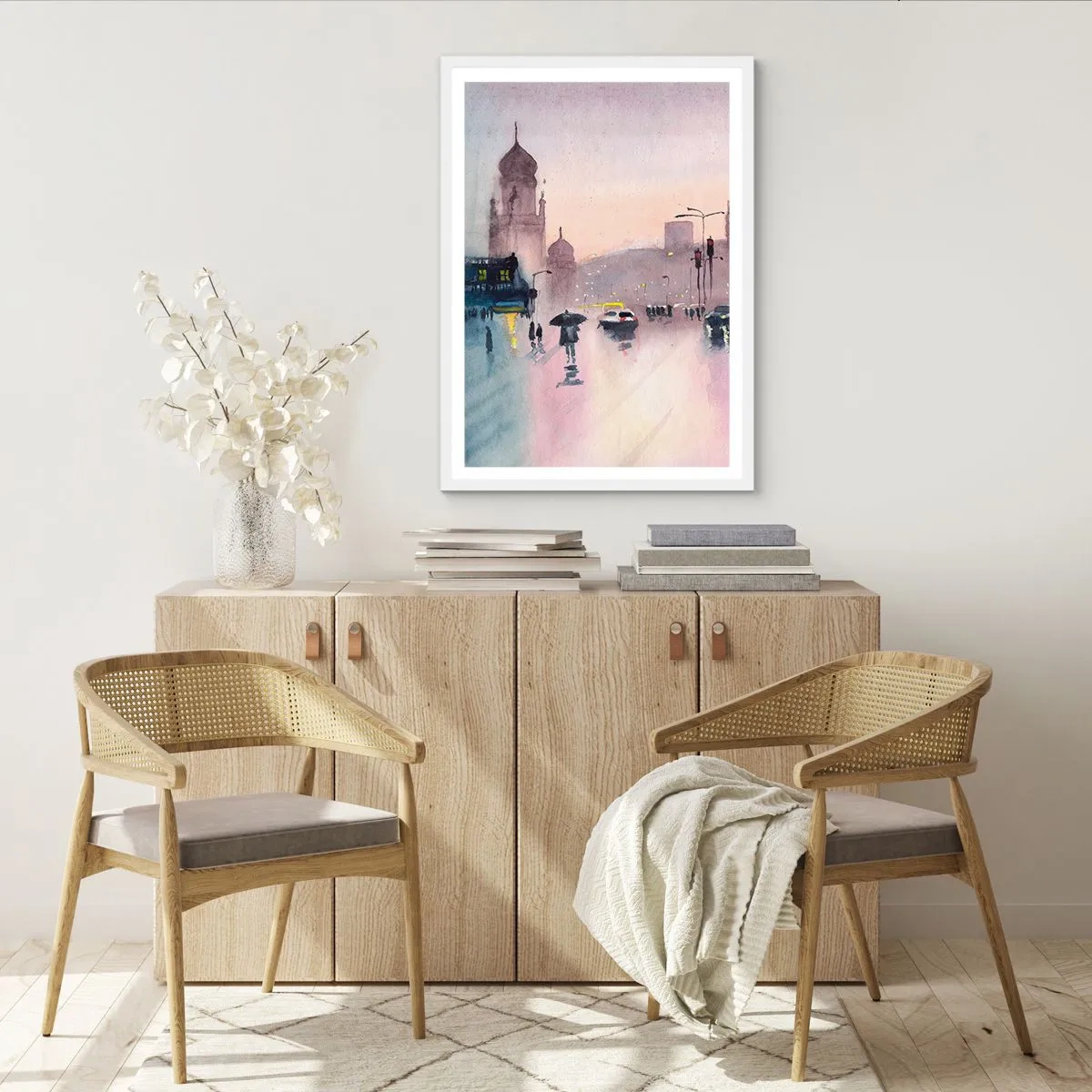 Plakat w białej ramie - W deszczowej mgiełce - 50x70 cm
