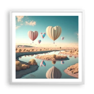 Plakat w białej ramie - Miłość pozwala wznieść się - 60x60 cm