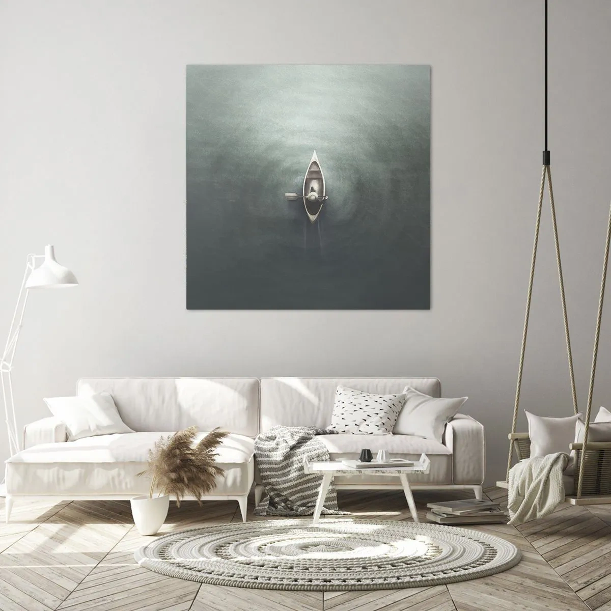 Obraz na płótnie - Przez księżycowe jezioro - 60x60 cm