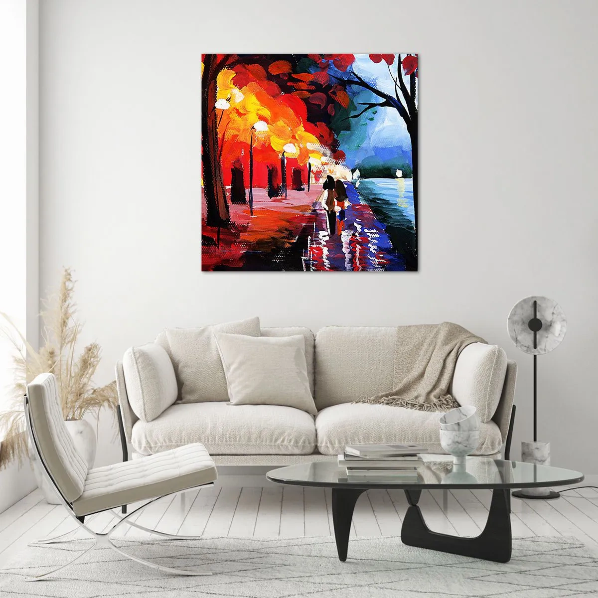 Obraz na szkle - Płomienna jesień w parku - 70x70 cm