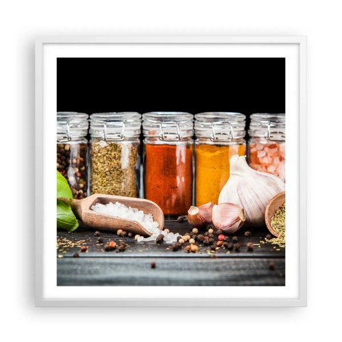 Plakat w białej ramie - Żeby życie miało smak - 60x60 cm