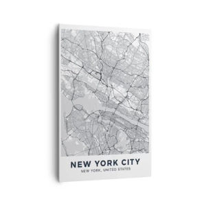 Obraz na płótnie - Mapa miasta w minimalistycznym stylu na szarym tle - 80x120cm - Anatomia metropolii - Nowoczesna dekoracja ścienna do salonu i sypialni ARTTOR