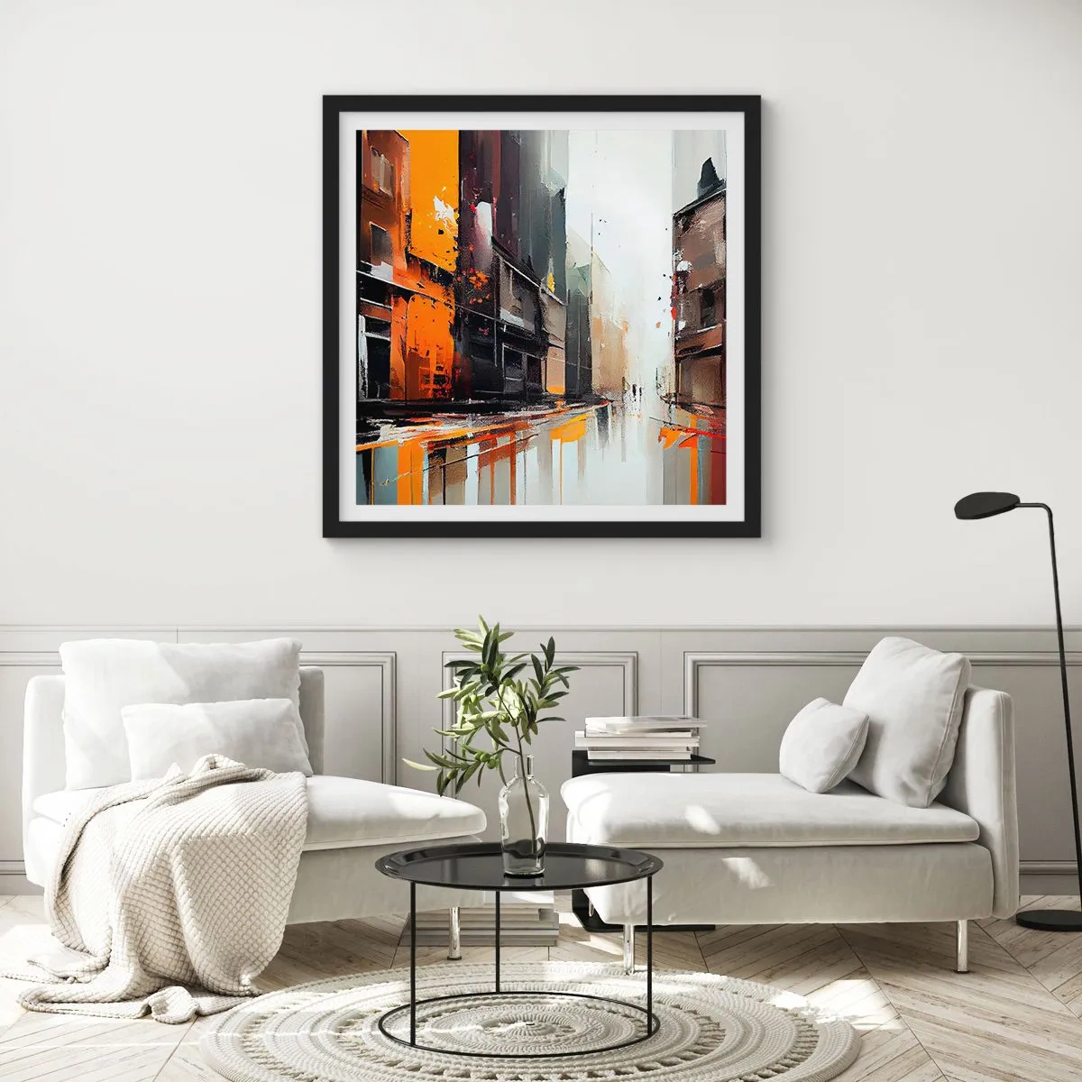 Plakat w czarnej ramie - Deszczowy dzień - 50x50 cm