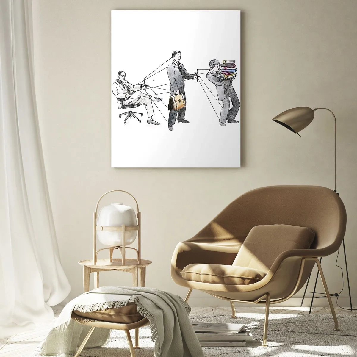 Obraz na szkle - Ilustracja przedstawiająca hierarchię pracy biurowej - 50x70cm - Każdy swego pana ma - Nowoczesna dekoracja ścienna do salonu, kuchni i sypialni ARTTOR
