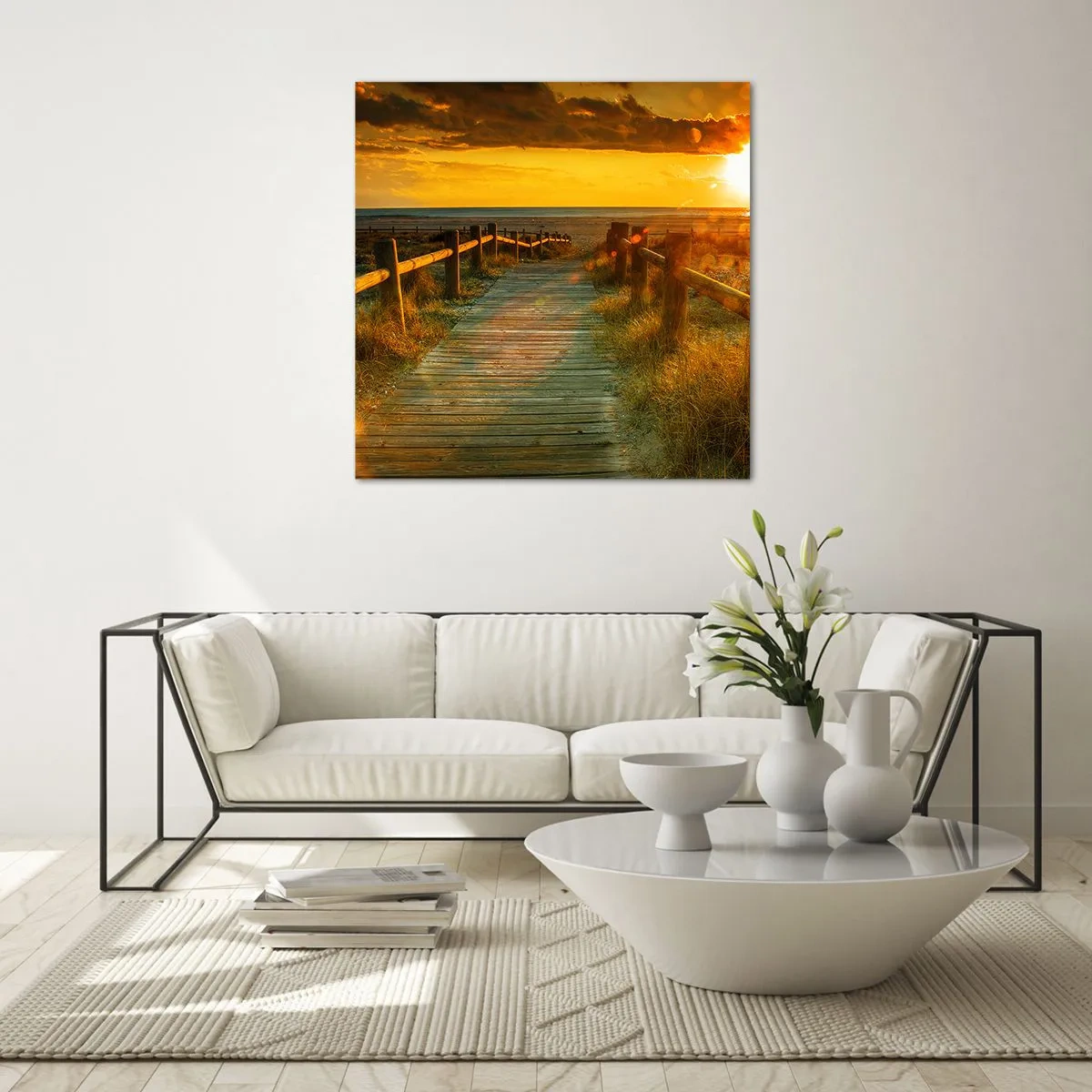 Obraz na szkle - Skąpane w starym złocie - 60x60 cm