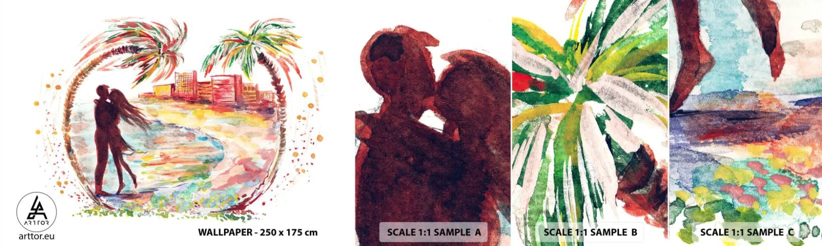 Fototapeta Próbka Standard Eco - Romantyczne wakacje - Ludzie, Palma Kokosowa, Plaża - 100x30 cm