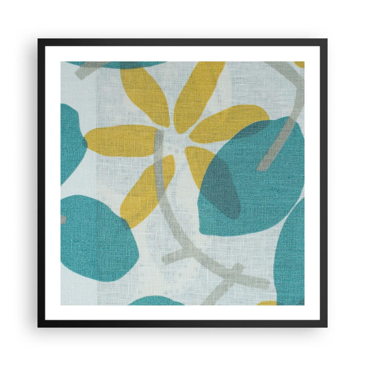 Plakat w czarnej ramie - Wśród lazurowych liści - 60x60 cm